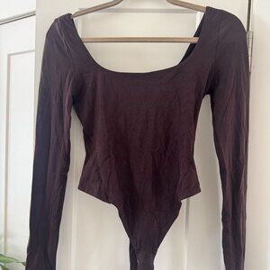 Lululemon Wundermost Ultra-Soft Square-Neck Long-Sleeve Bodysuit in French Press